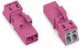 Plug, 2 pole, push-in, 1.5 mm², pink, 890-292