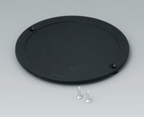 Battery compartment cover, round, ABS, black, B5011859