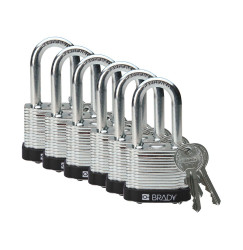 Kłódka LOTO stalowa, laminowana, szekla 38 mm, czarna (6 szt.), 814096