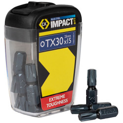 CK Tools T4560 TX30D15 Blue Steel Impact Screwdriver Bit 25mm TX30 Box of 15