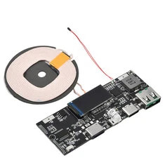 QC22.5W Bezprzewodowa Ładowarka Power Bank DIY Płytka PD3.0 QC4+ 5 Portów USB Typ-C Dwukierunkowe Szybkie Ładowanie Wyświetlacz