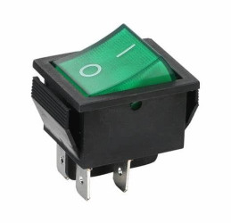 H8653VBBG3 przełącznik kołyskowy stabilny podświetlany 230V, zielony ON-OFF