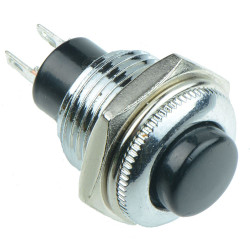 Black Off-(On) Metal Low Profile Round 12mm Momentary Push Button Switch 1.5A SPST