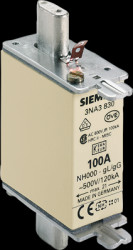 NH fuse NH000, 100 A, gG, 250 V (DC), 500 V (AC), 3NA3830