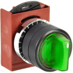 P9XSLZ0V - łącznik pokrętny podświetlany, okrągły, z ramką mont. zielony, 3 położenia stabilne (185602)