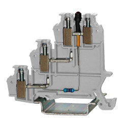 Blok zacisków przelotowych RS PRO poziomy: 3Zacisk klatkowy 24A 250 V