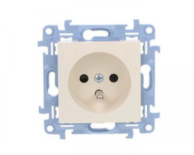 Simon 10 Gniazdo pojedyncze z uziemieniem z przesłonami torów prądowych kremowy 16A, szybkozłącza, CGZ1CZ.01/41