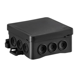 Puszka naścienna 85x40x85 mm z dławnicą zintegrowaną samozatrzaskowa, bezhalogenowa, seria FASTBOXiHOOK czarna IP54 NS6 35346107