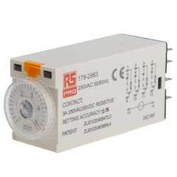 Timer Relay Wciskane 230V ac 4PDT 4-stykowy RS PRO 4PDT 0.2 → 5min jednofunkcyjny