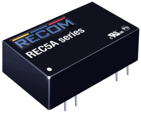 Konwerter DC/DC REC5A, Uwe 9V dc, Uwe 4.5V, Uwy 5V dc, Recom 1 A 5 W -40 °C 68 °C Otwór przelotowy