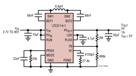 40V, 1A Synchronous Buck-Boost DC/DC Converter with Programmable Output Current
