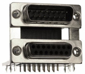 Złącze D-Sub 15-pinowe Męski/żeński Kąt prosty Przepust raster 2.769mm Złoto