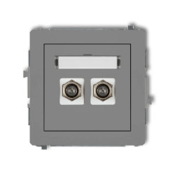 DECO Gniazdo antenowe podwójny typu F (SAT) pozłacany szary mat 27DGF-2.1