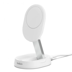 Belkin BoostCharge Pro Ładowarka indukcyjna MagsSafe, Qi2 + zasilacz, biała