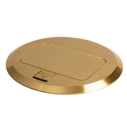 Puszka podłogowa POP-UP okrągła metalowa 1+1/2 gniazd M45 / mosiądz BIURO+ 28310