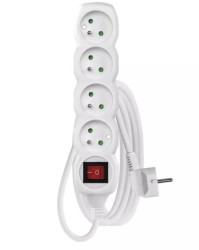 Przedłużacz 4 gniazda 3m biały Z ZABEZPIECZENIEM, WYŁĄCZNIK