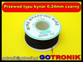 Przewód typu kynar 0.24mm czarny 1m
