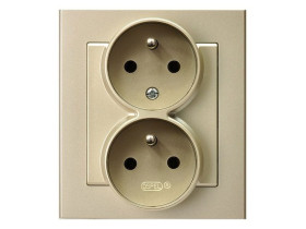 SONATA Gniazdo podwójne bez uziemienia IP20 niezmienność faz z ramką szampański złoty GP-2RC/39 OSPEL