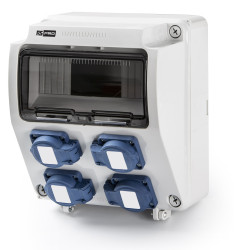 Złącze przemysłowe - zasilające 16A Gniazdo 230 V 2P + E RS PRO Szary IP44