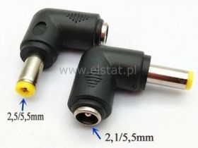 Adapter gn. 2,1x5,5 - wt.2,5/2,5 kątowy