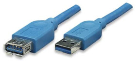 USB 3.0 extension cable, USB plug type A to USB socket type A, 1 m, blue, ICOC-U3-AA-10-EX