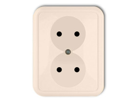 LIZA Gniazdo podwójne bez uziemienia beżowy 1GPT-2 KARLIK