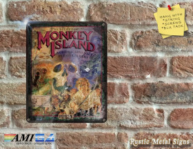 The Secret of MONKEY ISLAND Box Artwork from the Original Amiga Game - Metal Sign