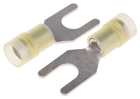 Konektor zaciskowy płaski Izolowane, M6 (1/4), Żółty 10AWG 6mm² 12AWG 4mm² RS PRO