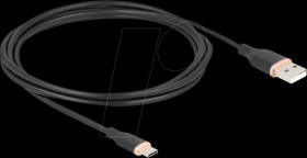 81227 USB 2.0 cable, A plug > C plug, silicone, black, 2.5 m