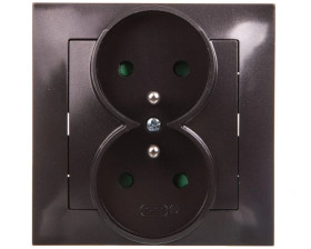 IMPRESJA Gniazdo podwójne z/u z przesłonami antracyt GP-2YZP/50