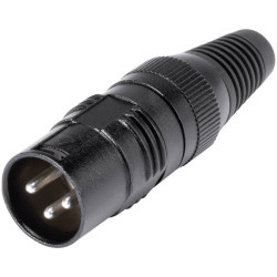 Hicon HI-X3CM-M XLR Connector, 3 Pins, Black, Superior Strain Relief