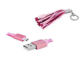 Kabel USB-microUSB brelok, różowy