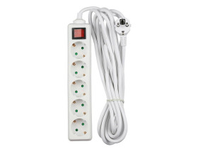 VT-1115-5 Przedłużacz mieszkaniowy z wyłącznikiem 5 gniazd 3x1.5 G. X 5M biały 8767 V-TAC