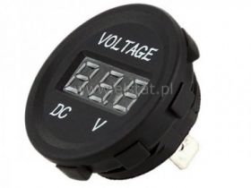 Woltomierz okrągły LED niebieski 6-38V DC
