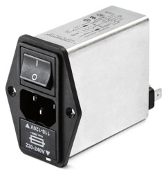 Gniazdo zasilające IEC z filtrem przeciwzakłóceniowym 6A C14 Schaffner Montaż na panelu