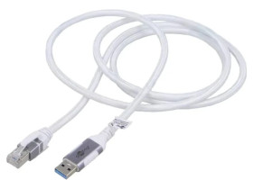 Kabel USB 3.1 RJ45 wtyk, USB C wtyk niklowany 1,5m biały PVC 74166