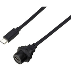 TRU COMPONENTS TC-13543596 USB-C Male Female Back mount Waterproof Cable 0.5m