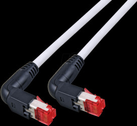 K4137GR.1 Cat. 6a TM21 patch cable with 90° plug, grey, 1 m