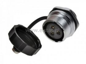 Gniazdo przemysłowe żeńskie, 3 piny, na panel