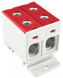 Złączka szynowa rozdzielcza 1-torowa 4-otwory 50mm2 ZGX 2x50 czerwona ENE-00261