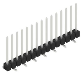 Pin header, 15 pole, pitch 2.54 mm, angled, black, 10047880
