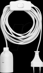 9802W Lamp socket, E27, with switch, 3.5-m cable and plug, white
