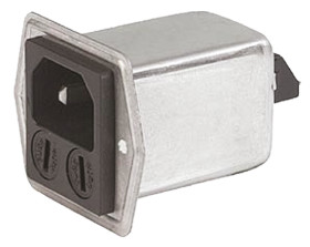 Gniazdo IEC z filtrem2 1A C14, C18 Schurter Montaż na panelu 5 x 20mm