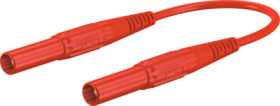Measuring lead with (4 mm plug, spring-loaded, straight) to (4 mm plug, spring-loaded, straight), 500 mm, red, PVC, 1.0 mm², CAT