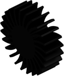 LED heatsink, (L x Ø) 37.5 x 120 mm, 2.25 to 0.58 K/W, black anodized, 10079743