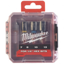 Zestaw nasadek udarowych sześciokątnych 1/4'' 7-13mm z akcesoriami w walizce 4szt. MILWAUKEE