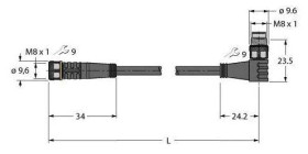 Turck 6625681 Złącze konfekcjonowane czujnika/aktuatora 1 m Ilość pinów: 4 1 szt.