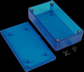 ABS enclosure, (L x W x H) 112 x 64 x 28 mm, blue/transparent, IP54, 1591XXBTBU