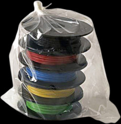 PVC-switching wire kit, 5 colors á 10 meter, Yv, 1 x 0.5 mm, outer Ø 1.1 mm, BYB-5-92F350