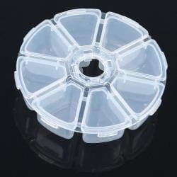 Pudełko na elementy 8 przegródek; średnica 10,5cm